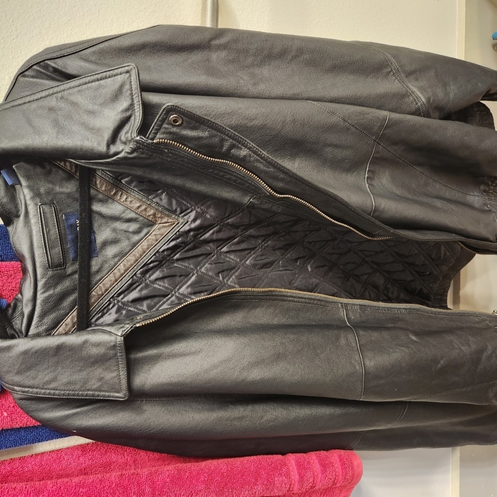 Black Leather Jacket with Glossy Finish